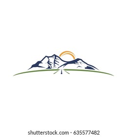 ABSTRACT MOUNTAIN WITH ROAD LOGO