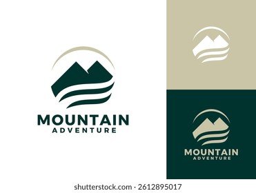 abstract mountain and sea wave logo vector design