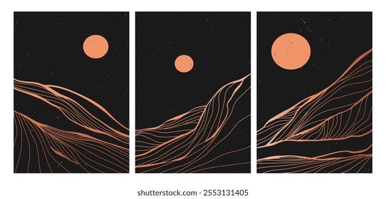 abstract mountain. set of creative minimalist modern line art print. Abstract contemporary aesthetic backgrounds landscapes. use for print art, poster, cover, banner