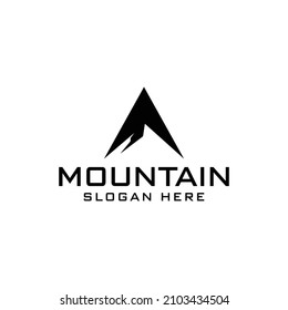 Abstract Mountain simple Logo. black Mount Silhouette Geometric Triangle Shape isolated on white Background. Flat Vector Logo Design Template Element.