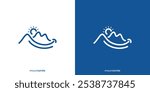 Abstract Mountain Smile Logo. Mountain, Hill, Peaks, Summit and Smile. Mountains Linear Outline Logo Icon Symbol Vector Design Inspiration.