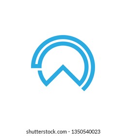 abstract mountain stripes line circle geometric logo vector