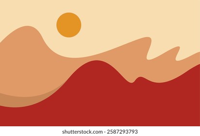 Abstract Mountain With Sun Background Design. Geometric Mountain Vector