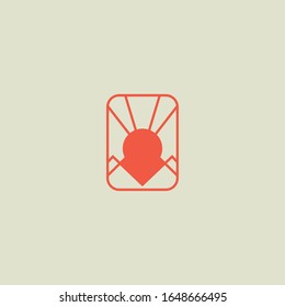 Diseño de la plantilla de icono del logotipo de Mountain Sun en la ilustración vectorial.