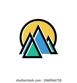 Abstract Mountain Sun Logo Symbol