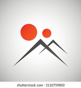 Abstract mountain with the sun on background
