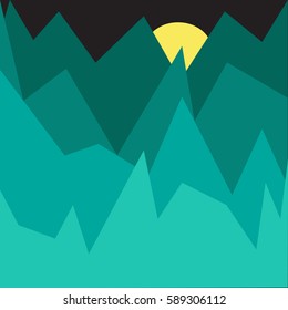 Abstract mountain, sun and sky illustration vector_2