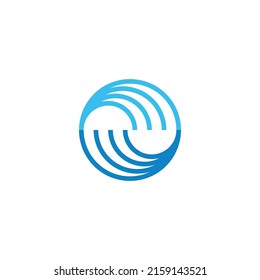 abstract mountain sun stripe geometric symbol logo vector