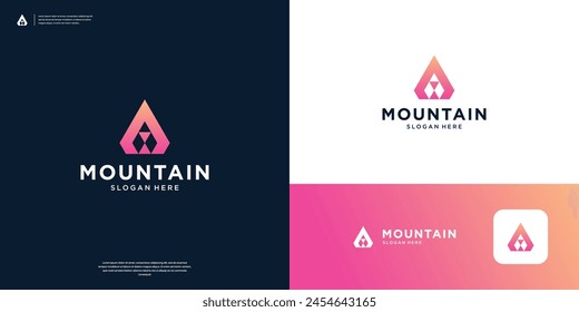 Abstract mountain with triangle logo design.