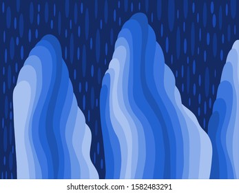 Abstract mountain under night sky