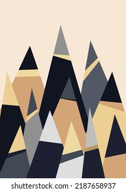 abstrakte Berge und Herbstbäume aus Dreiecken. Vorlage für geometrische Vektorgrafik