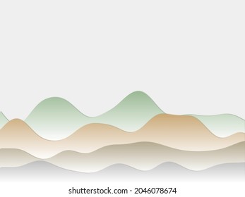 Abstract mountains background. Curved layers in pastel colors. Papercut style hills. Appealing vector illustration.
