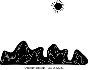 abstract mountains graphic, isolated vector illustration 