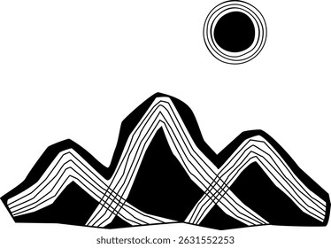 abstract mountains graphic, isolated vector illustration 
