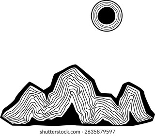 abstract mountains graphic, isolated vector illustration 