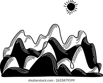 abstract mountains graphic, isolated vector illustration 