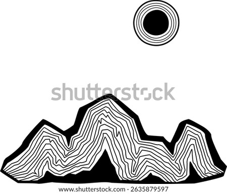 abstract mountains graphic, isolated vector illustration 