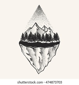 Abstract the mountains. Hand draw