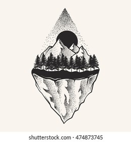 Abstract the mountains. Hand draw