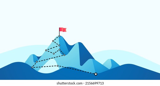 Abstract mountains illustration with flag