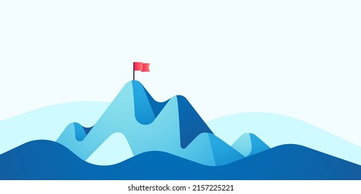 Abstract mountains illustration with flag