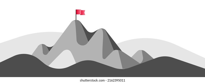 Abstract mountains illustration with flag