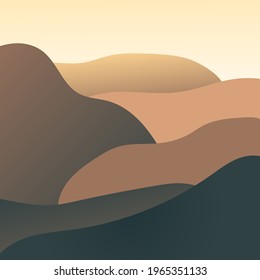 Abstract mountains landscape poster. Geometric landscape background in pastel colors. Vector illustration