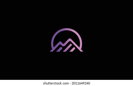 Abstract mountains logo template. Triangle mountain peak vector design
