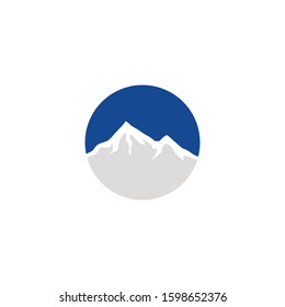 Abstract mountains logo template. Vector design of mountaintop climbing.