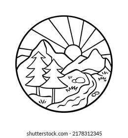Abstract mountains on white background. Nature illustration.