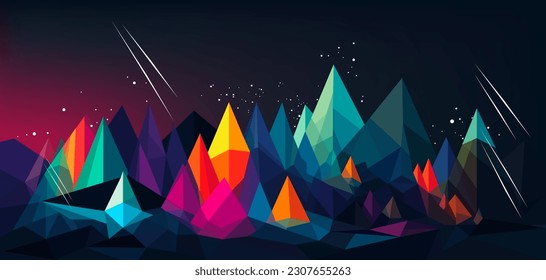 Abstract mountains ridges in geometric style background. Dark vector illustration