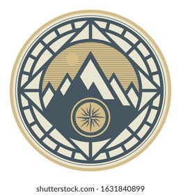 Abstract mountains symbol, sign or logo, vector illustration