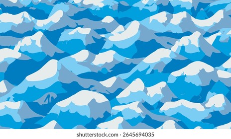 Abstract mountains undulate amidst blue sky generating artistic winter landscape background design