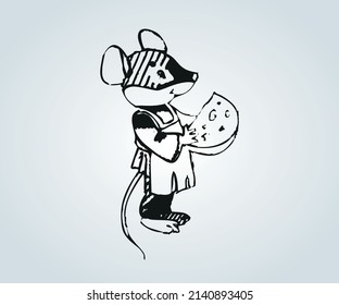 Ratón abstracto con técnicas de sombreado para ilustración