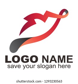 Abstract mouth logo, Leaf logo design - Vector