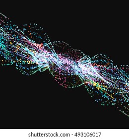 Abstract movement dotted lines, wavy concept digital background, vector illustration.