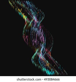 Abstract movement lines and arrows, wavy concept digital background, vector illustration