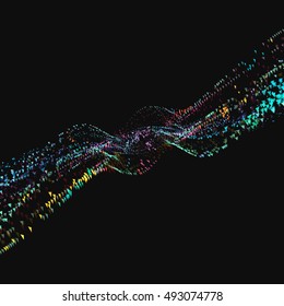 Abstract movement lines, curved arrows, wavy concept digital background, vector illustration.