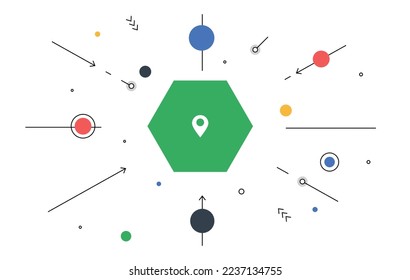 Abstract movement to location set. Navigation and geolocation, GPS. Metaphor of goal setting and motivation, leadership. Cartoon flat vector illustrations isolated on white background