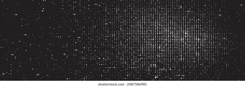 Abstract movement of white star dots on snow on black background isolated space galaxy for abstract futuristic technology, christmas decoration overlay wallpaper, vector.