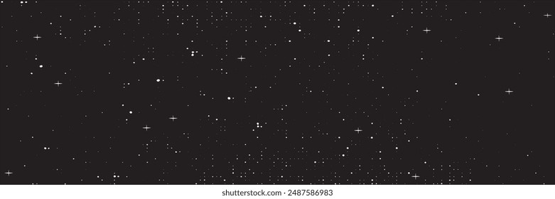 Abstract movement of white star dots on snow on black background isolated space galaxy for abstract futuristic technology, christmas decoration overlay wallpaper, vector.