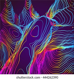 Abstract Moving Colorful Lines on Dark Background