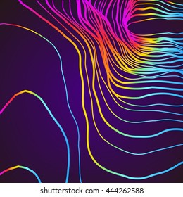 Abstract Moving Colorful Lines on Dark Background