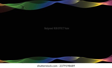 Abstract moving lines. Wavy graphics. Tape on a black background. Rainbow