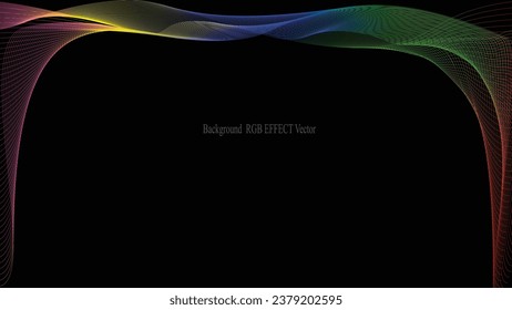 Abstract moving lines. Wavy graphics. Tape on a black background. Rainbow