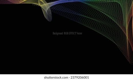 Resumen de líneas móviles. Gráficos ondulados. Cinta en un fondo negro. Arcoiris