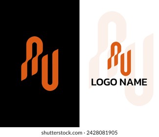 Abstract MU technology logo design vector template