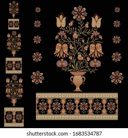 abstract mughal flower motif bunch design