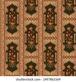 abstract Mughal motif border pattern design