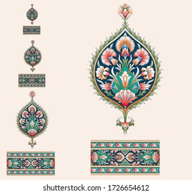 abstract mughal motif bunch  with border background  